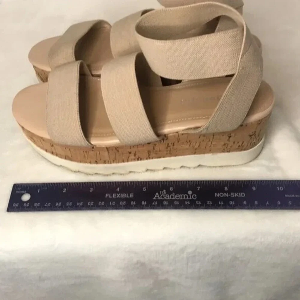 MADDEN GIRL Bandi Elastic Cork Wedge Platform Sandal‎ Beige Women's Size 7M